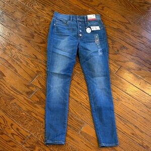 Express Dark Blue Skinny Jeans with Button-Fly